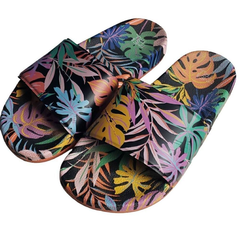 ‎Time and Tru Floral Slides Sandals